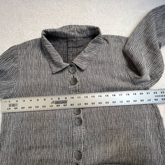 Signature Collection Fridaze Black Pinstripe Button-Up Blouse Medium Linen Blend - Picture 6 of 7